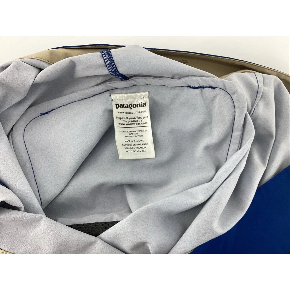PATAGONIA Stretch Planing Boardshorts Blue Striped Swimming Trunks Men's Size 30